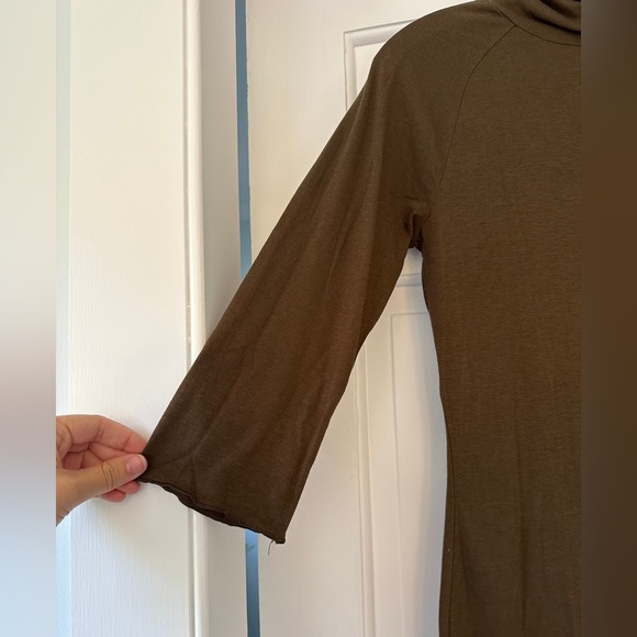LAST CHANCE! Free People Intimately Olive 3/4 Sleeve Turtleneck in Size Medium - Picture 2 of 9